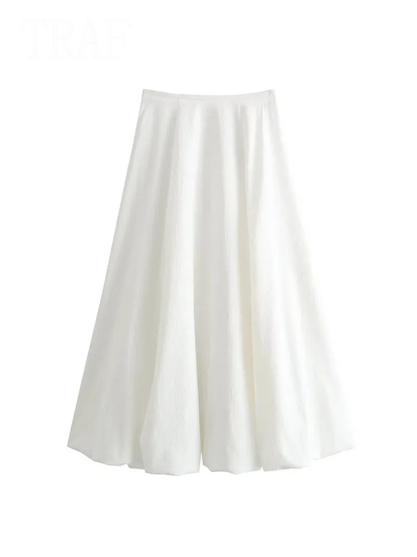 TRAF women's midi high-waisted pleated aline skirt