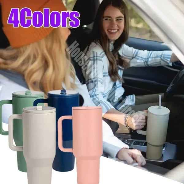 Traveler Tumbler 32OZ/40OZ Straw Lid Stainless Steel Vacuum Insulated Car Mug Double Wall Thermal Iced Travel